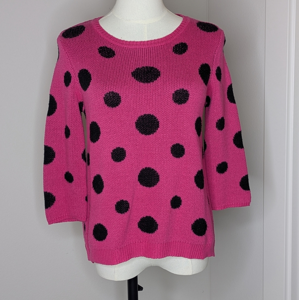 Bellatrix Pink Polka Dot Angora Sweater Size XS